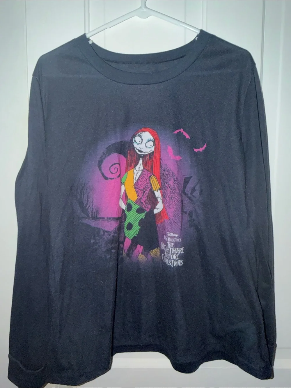 Disney pajama set with Black Long-Sleeve Tee with Multicolor Sally Graphic